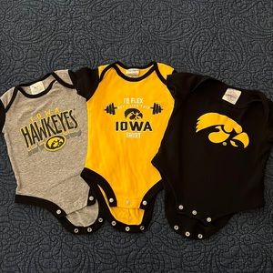 Set of 3 Iowa Hawkeye 3-6 month onesies